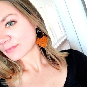 Boho Fringe Macrame Earrings OS Handcrafted